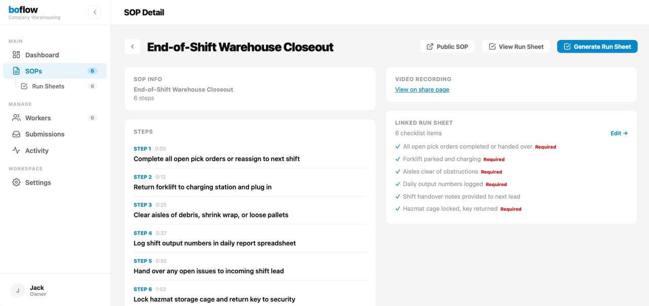 Detalle del procedimiento con pasos, hoja de ejecuci&oacute;n vinculada y v&iacute;deo